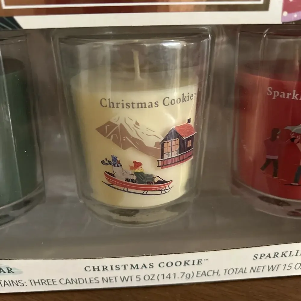 Yankee Candle 3 Candle Gift Set 5 oz Each Balsam Cedar Christmas Cookie Cinnamon